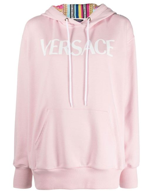 Versace panelled print hooded sweatshirt