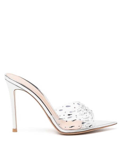 Gianvito Rossi crystal-embellished transparent mules