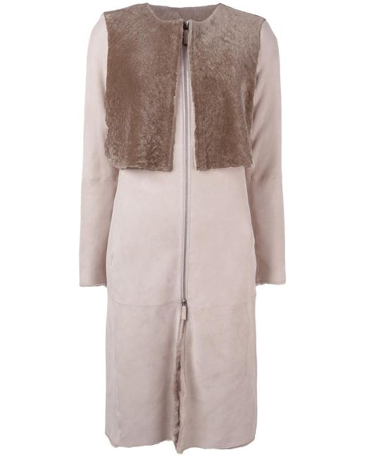 Armani Collezioni collarless zip-up coat