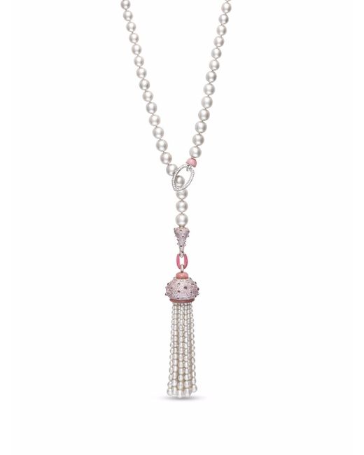 Autore 18kt white gold Couture pom lariat necklace