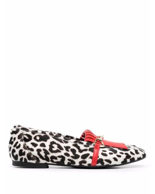 Love Moschino leopard-print leather loafers