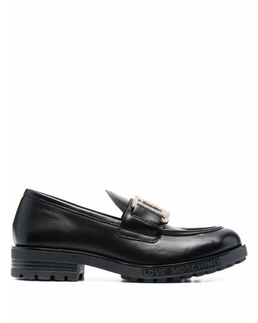 Love Moschino logo-plaque slip-on loafers