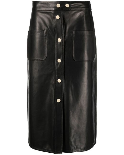 Etro leather A-line skirt
