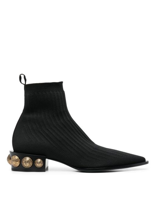 Balmain Stretch-Knit Coin ankle boots