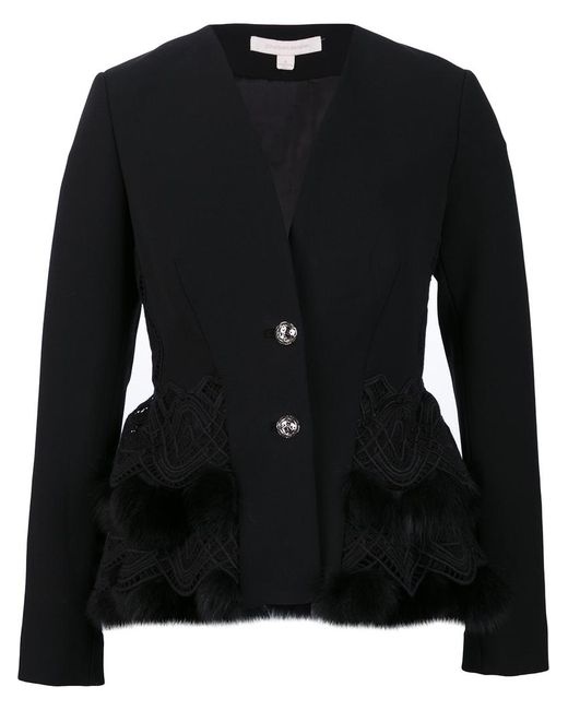 Jonathan Simkhai Cable Arch jacket 8 Wool/Spandex/Elastane/Silk/Fox Fur