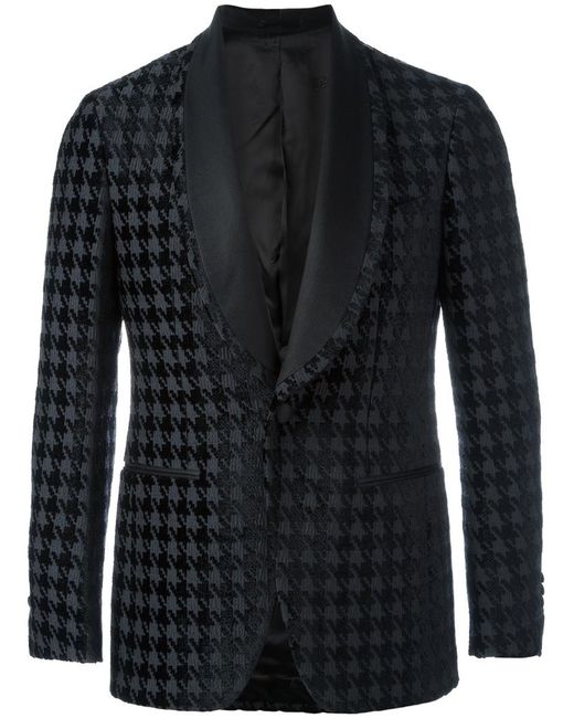 Gabriele Pasini shawl lapel houndstooth blazer 48 Wool/Viscose/Nylon/Cupro
