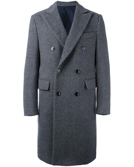 Mp Massimo Piombo striped double breasted coat 50