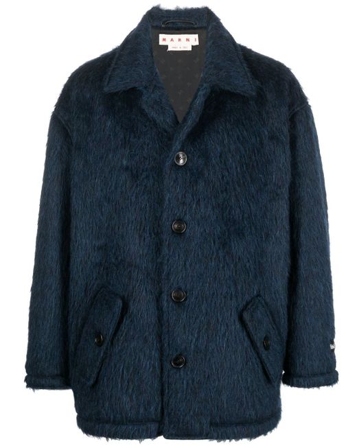 Marni button-up faux-fur coat