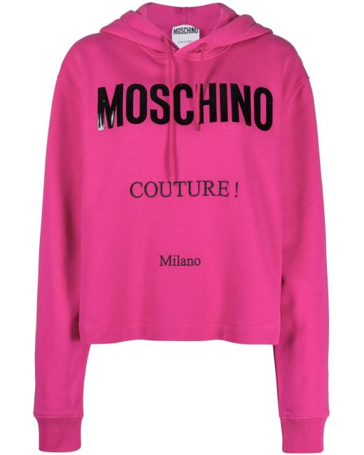 Moschino logo-print cropped hoodie