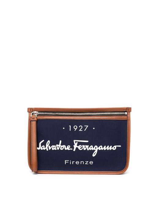 Salvatore Ferragamo logo print clutch