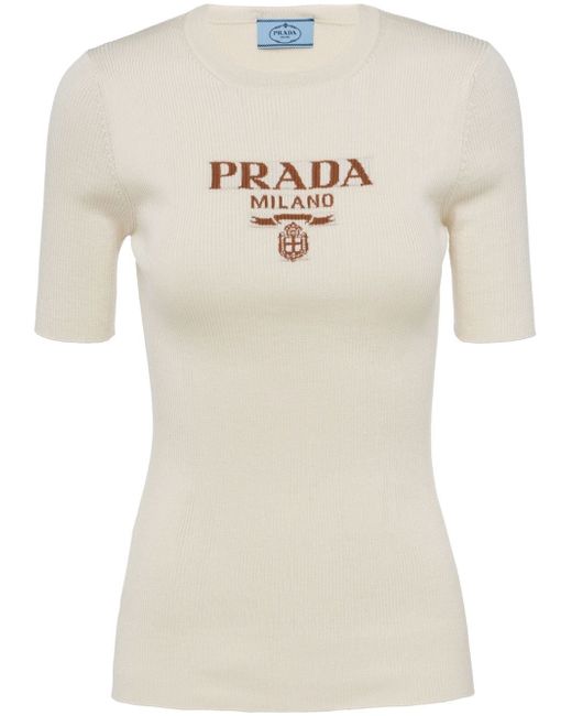 Prada logo crew-neck knit T-shirt