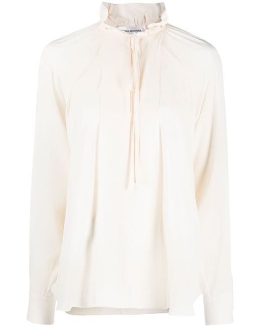 Victoria Beckham gathered-detail long-sleeve blouse