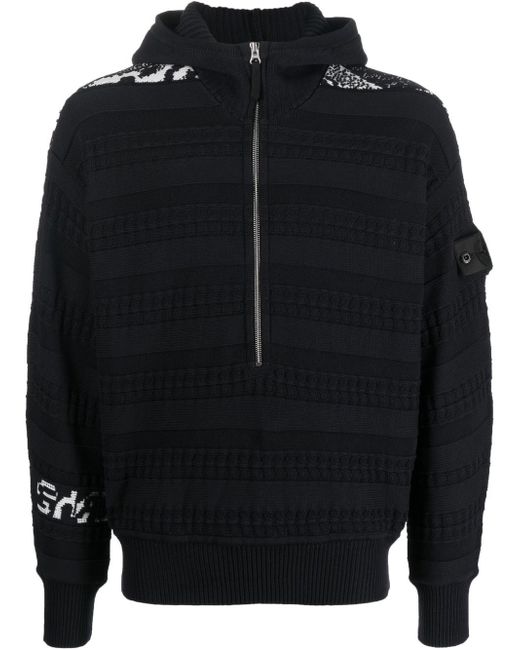 Stone Island Shadow Project graphic-print knitted hoodie