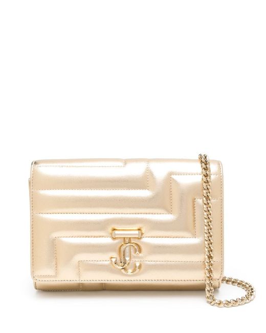 Jimmy Choo metallic-effect quilted clutch bag