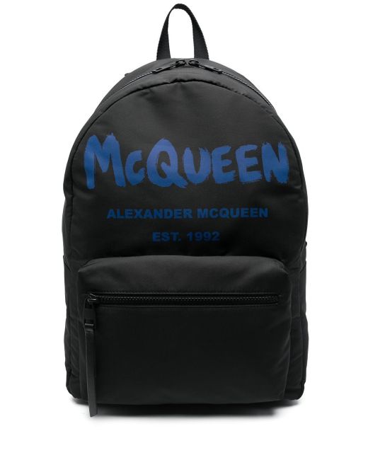 Alexander McQueen logo-print two-tone backpack