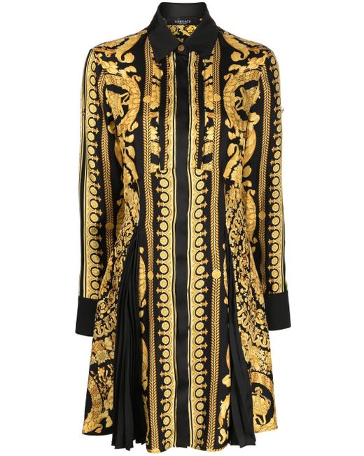 Versace Barocco-print pleated dress