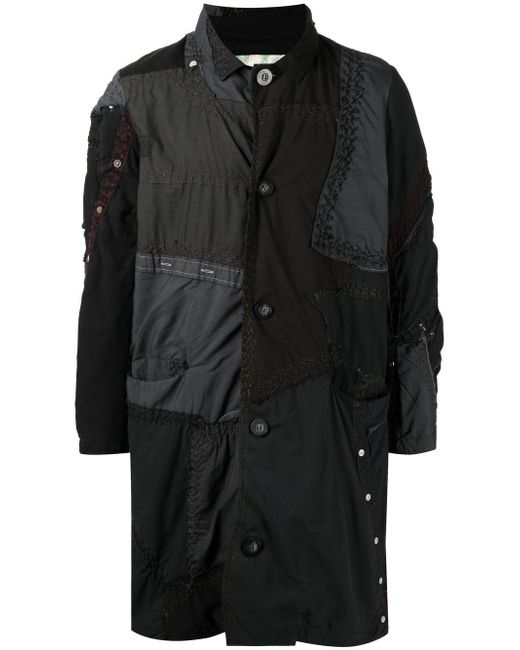 By Walid patchwork single-breasted coat