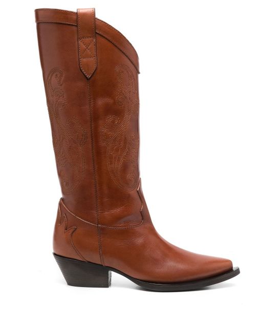 Etro 40mm leather stitched western-boots