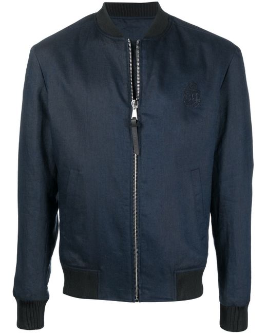 Billionaire crest-motif zip-up bomber jacket