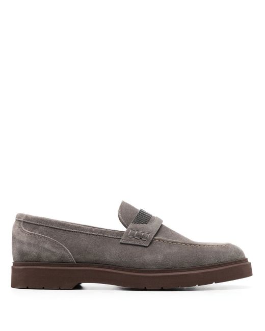 Brunello Cucinelli bead-detail suede loafers
