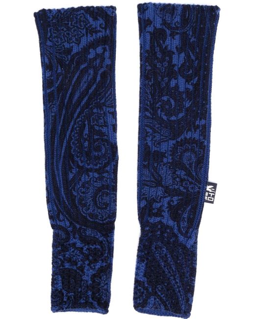 Etro logo-patch knitted gloves