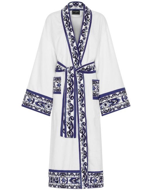 Dolce & Gabbana Majolica-print contrasting-trim robe