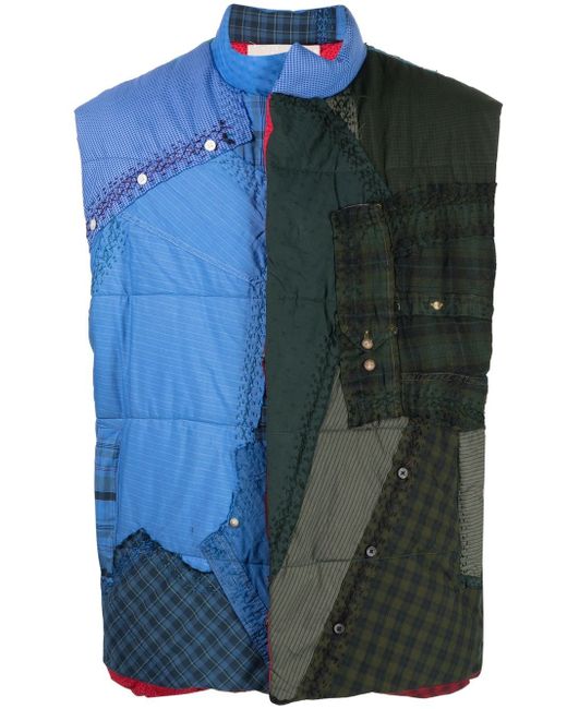 By Walid patchwork high-neck gilet