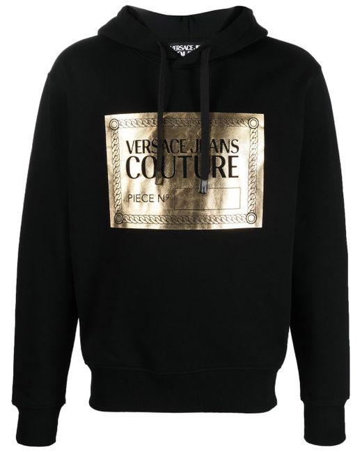 Versace Jeans Couture metallic logo-print cotton hoodie