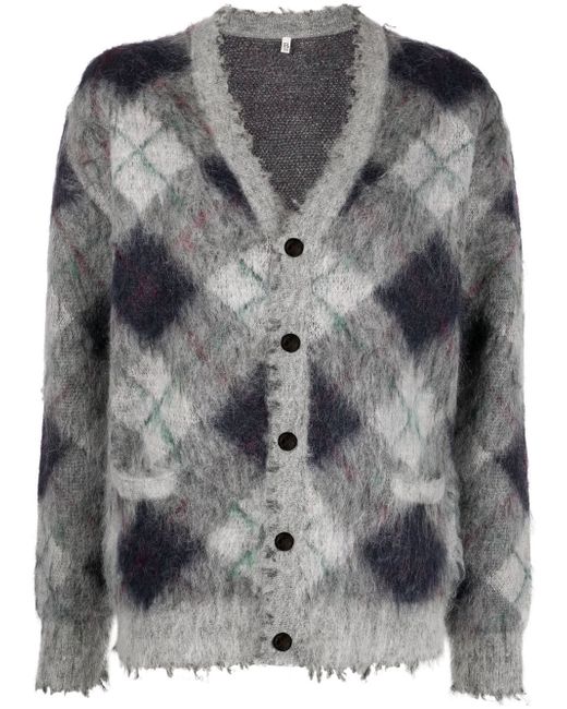R13 argyle-knit mohair wool-blend cardigan