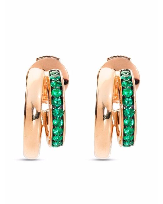 Pomellato 18kt rose gold Iconica emerald double band earrings