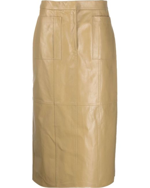 Jil Sander leather A-line pencil skirt