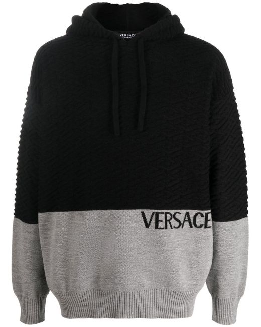 Versace panelled-knit pullover hoodie
