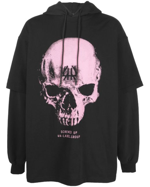 44 Label Group skull-print logo hoodie