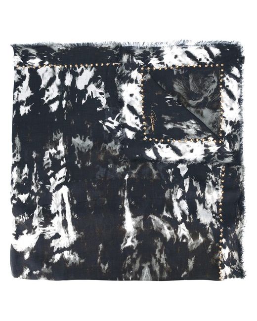 Roberto Cavalli fringed animal print scarf Modal