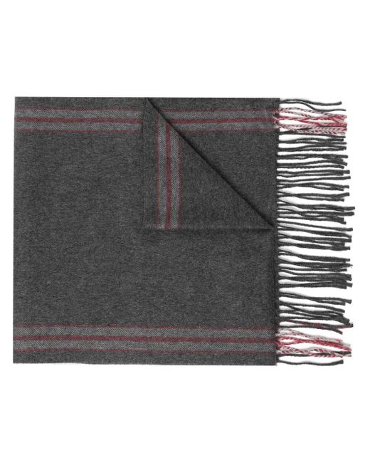 Brunello Cucinelli striped fringed-edge silk scarf