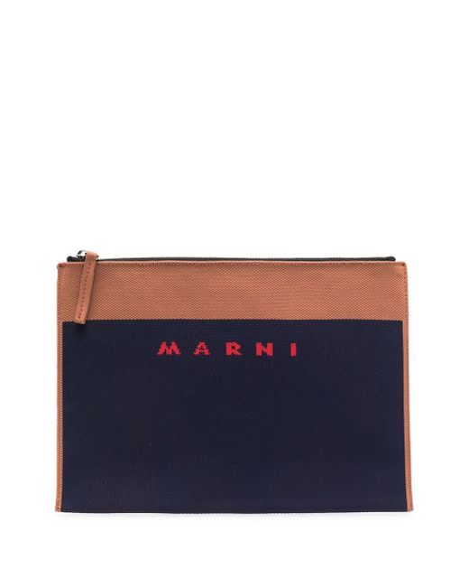 Marni logo print clutch bag