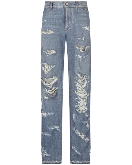 Dolce & Gabbana distressed high-rise flared leg jeans