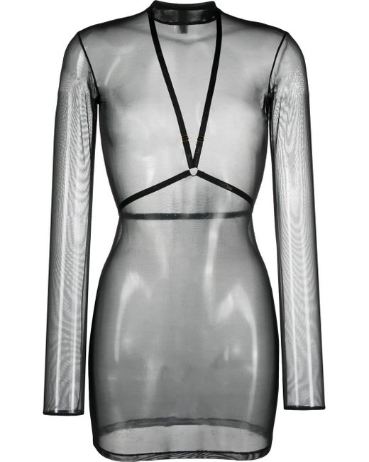 Maison Close harness-detailed mesh dress