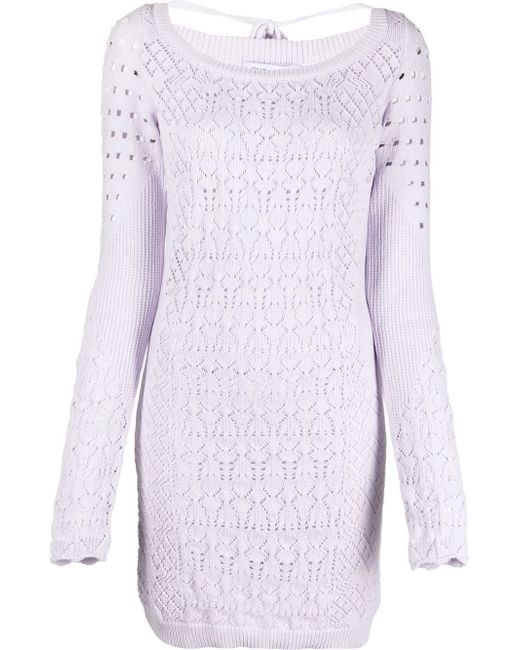 Attico open-knit long-sleeved minidress