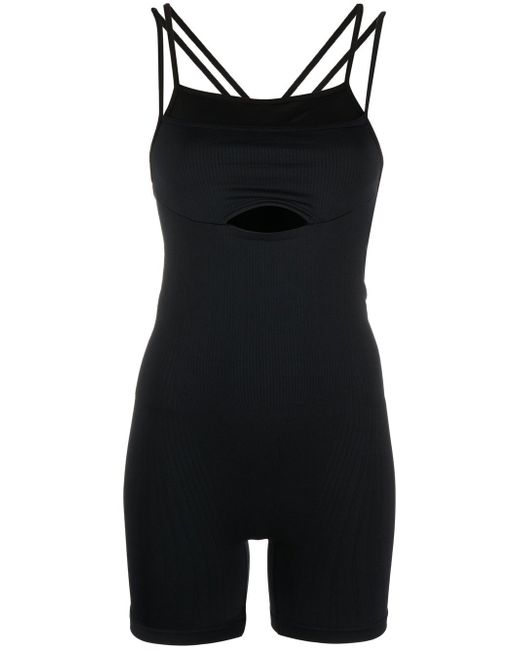 Nike cut-out ribbed yoga playsuit