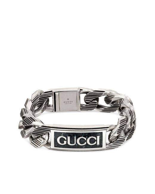 Gucci logo plaque link bracelet
