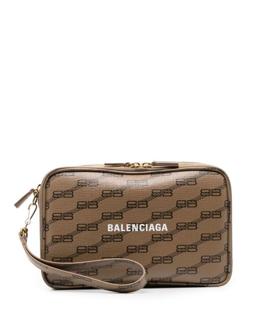 Balenciaga BB-print leather clutch bag