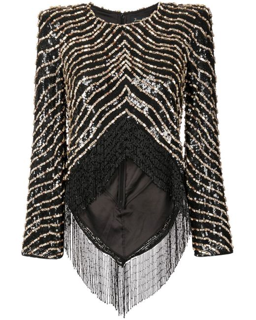 Jenny Packham fringed sequin-embellished blouse