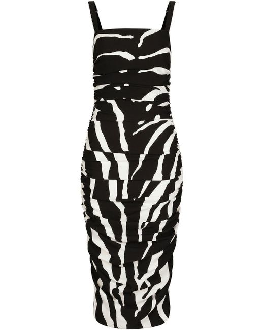 Dolce & Gabbana Cady zebra print midi dress