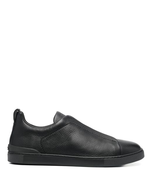Z Zegna panelled leather loafers