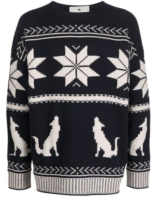 Etro patterned-jacquard knitted jumper