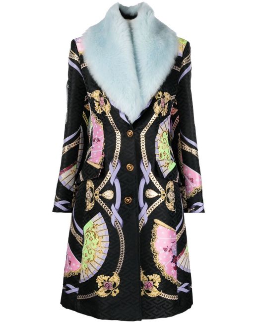 Versace baroque-print single-breasted coat