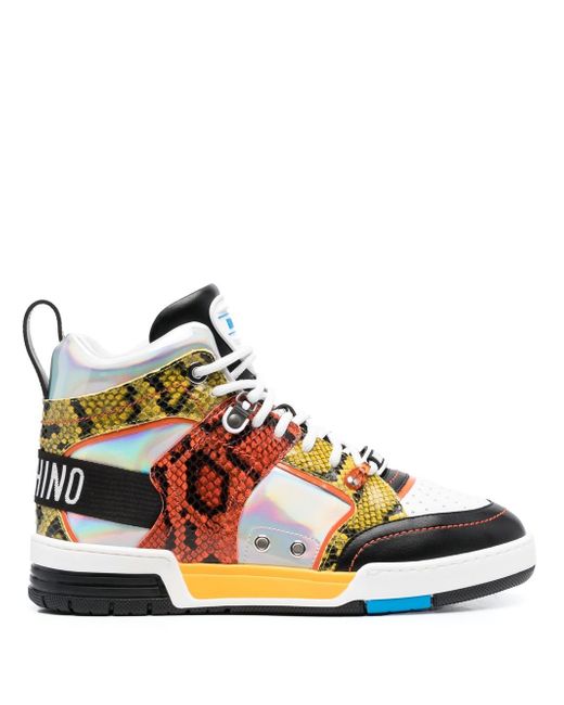 Moschino snakeskin high-top sneakers