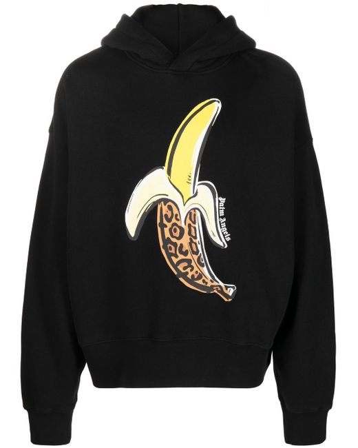 Palm Angels banana-print cotton hoodie