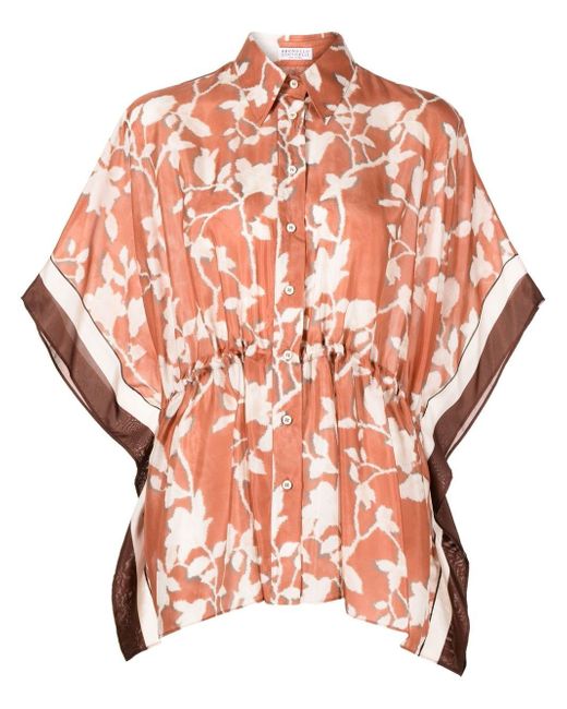 Brunello Cucinelli floral-print short-sleeve shirt